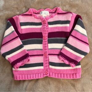 CHILDRENS PLACE Pink Scalloped Edge Button Up Cozy Knit Sweater - Size 6 to 9M